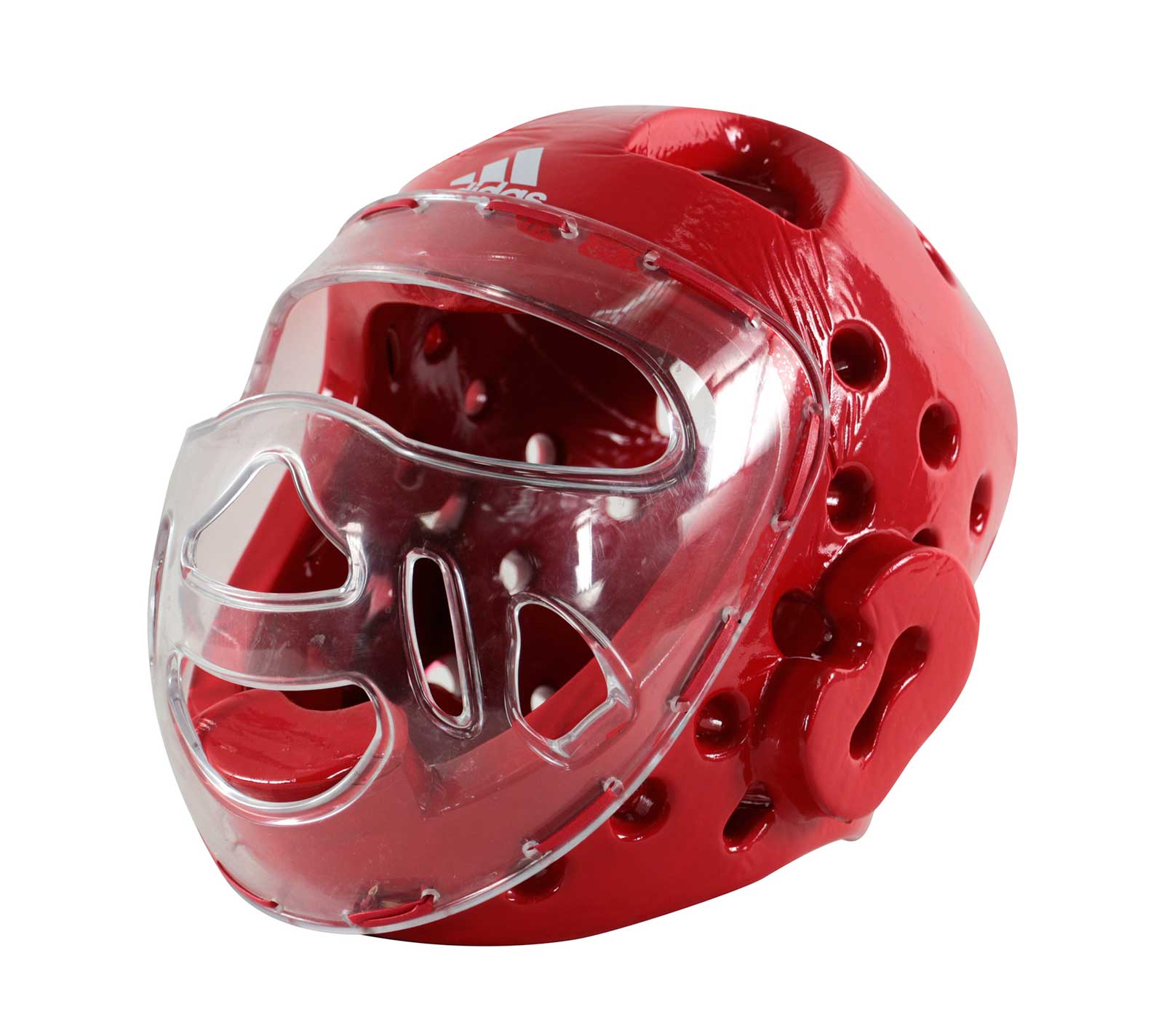Шлем для тхэквондо с маской Adidas Head Guard Face Mask WT adiTHGM01 красный 1600_1424