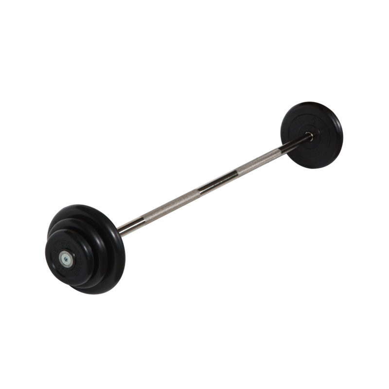 фото Штанга неразборная mb barbell с чёрными дисками, 25 мм, 22,5 кг mb-barmw-b22,5