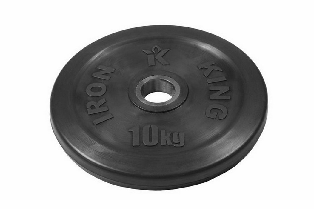 Диск Евро-Классик обрезиненный черный Iron King 10 кг, диаметр 51 мм,  - купить со скидкой