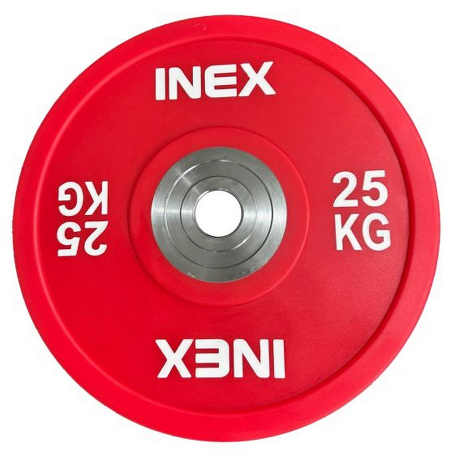 Олимпийский диск в уретане 25кг Inex PU Bumper Plate TF-P2100-25 красный\белый - фото 1