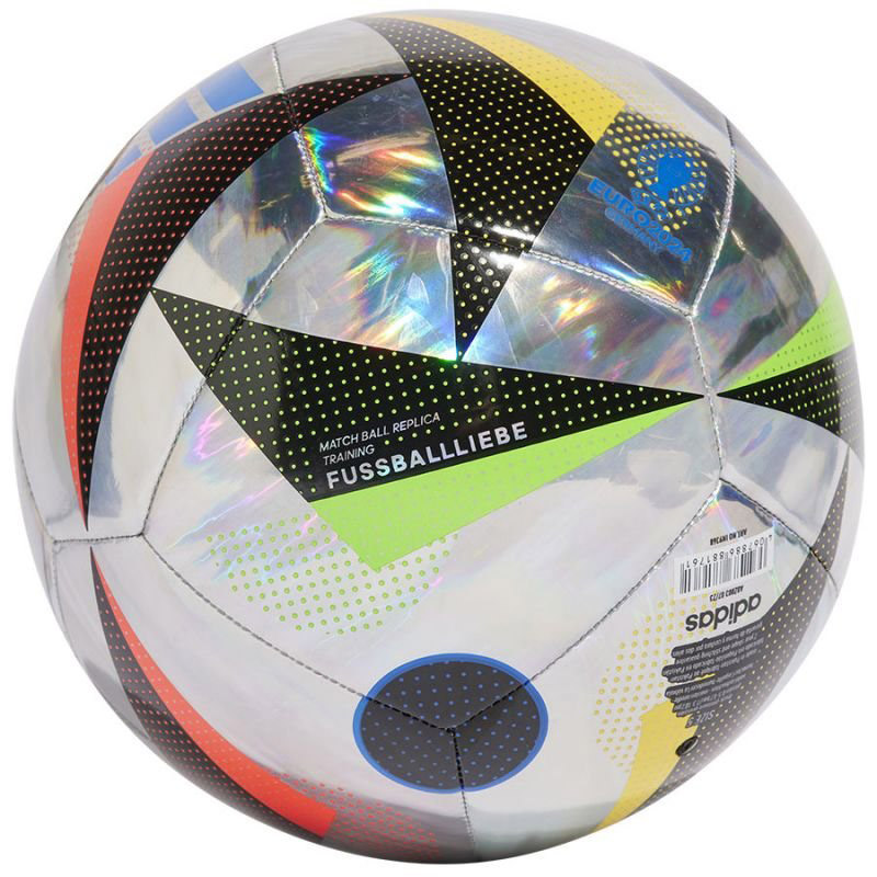 Мяч футбольный Adidas Euro24 Training FOIL IN9368, р.5, 12п, ТПУ, маш.сш, серебристый 800_800