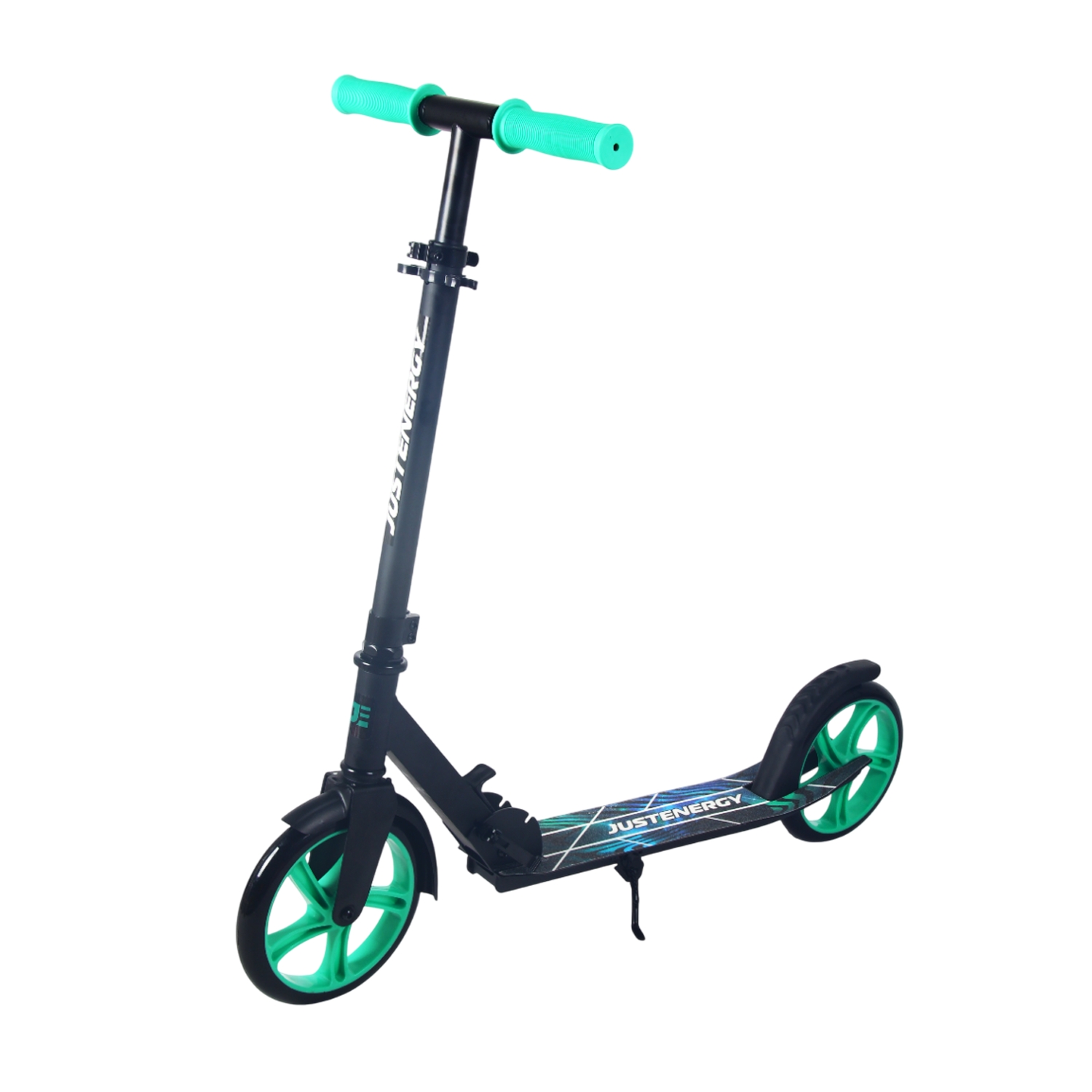 Самокат 200мм Justenergy JE-SA200-50 black (фонарь и наклейка в подарок) 1500_1500
