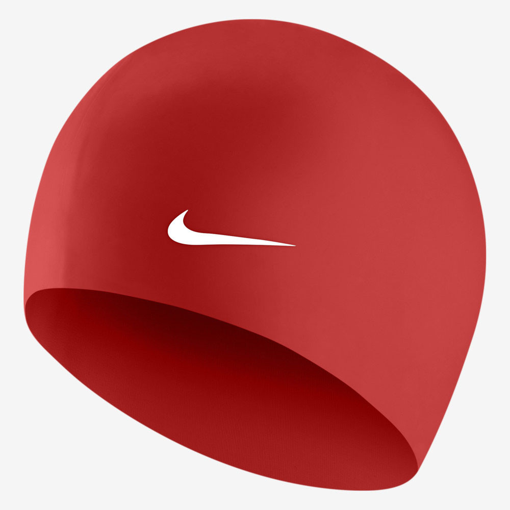 Шапочка для плавания Nike Solid Silicone, 93060614, FINA Approved, Красный, силикон