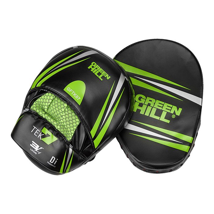 фото Боксерские лапы green hill tek7 черно-зеленый fmt-5260