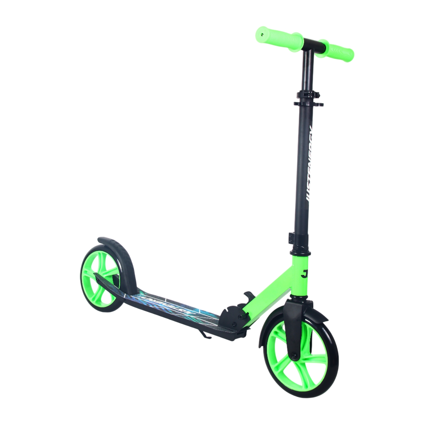 Самокат 200мм Justenergy JE-SA200-50 green (фонарь и наклейка в подарок) 1500_1500