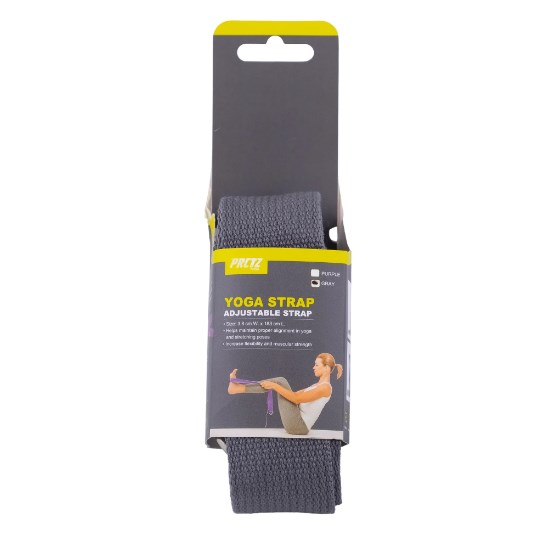 Ремень для йоги с металлическим карабином PRCTZ YOGA STRAP, серый PY7501 556_555
