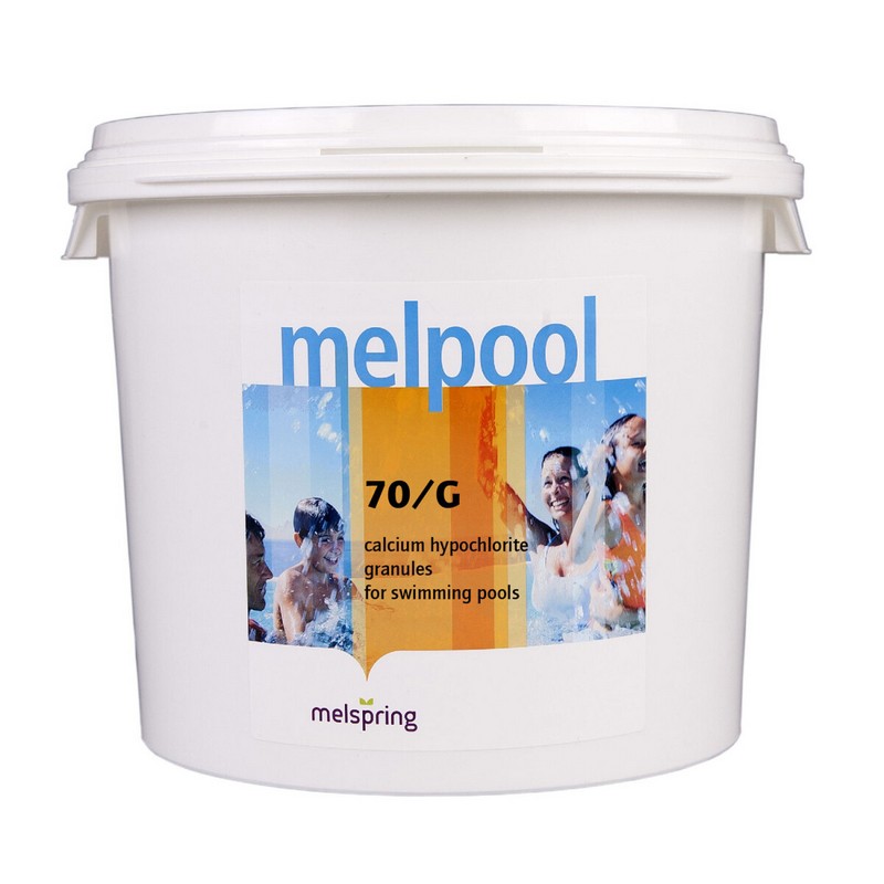Купить 70/G, 5кг ведро, гранулы гипохлорита кальция для текущей и ударной дезинфекции воды Melpool AQ25044,