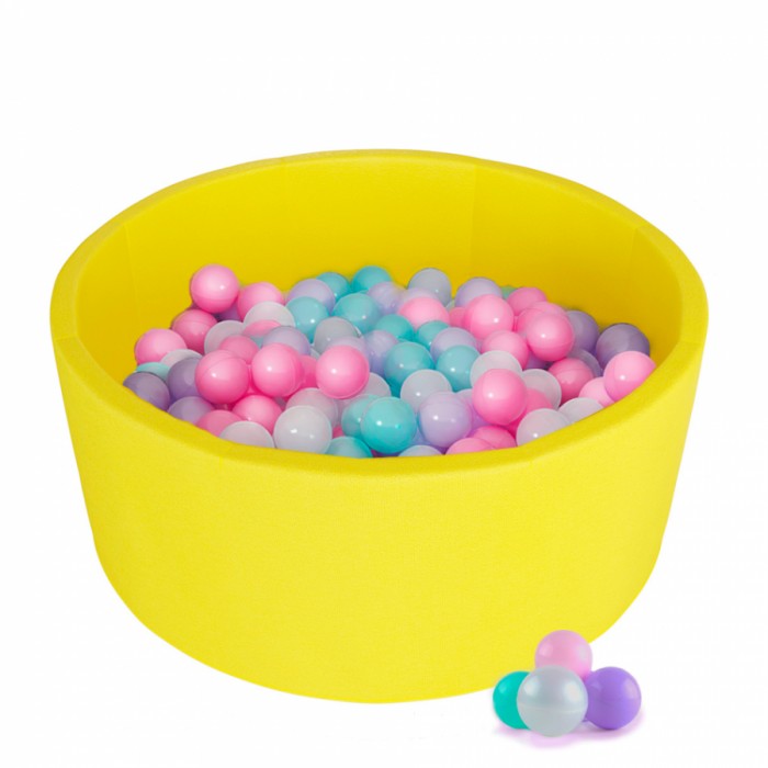 Детский сухой бассейн Kampfer Pretty Bubble (Желтый + 300 шаров розовый/мятный/жемчужный/сиреневый)