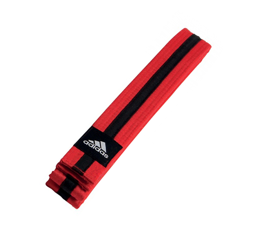 Пояс для единоборств Adidas Striped Belt adiTB02 красно-черный 833_765