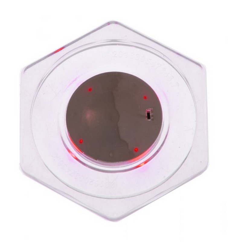 фото Шайба для аэрохоккея atomic top shelf прозрачная шестигранная, красный светодиод d=74 mm
