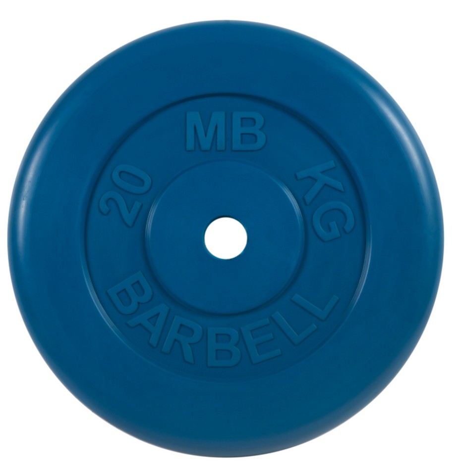 фото Диск обрезиненный d26мм mb barbell mb-pltc26-20 20 кг синий mb barbell