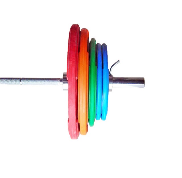 фото Штанга «олимпийская» 150 кг в комплекте с цветными дисками v-sport d50мм