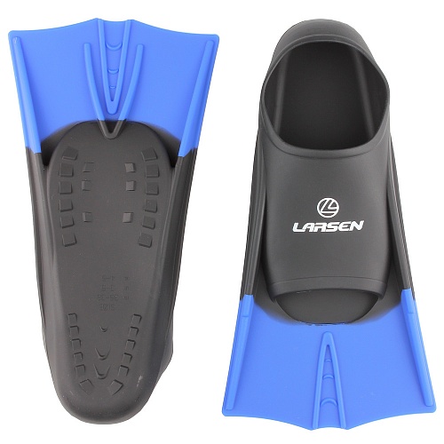 Ласты укороченные силиконовые Larsen 6975 черный\синий 500_500