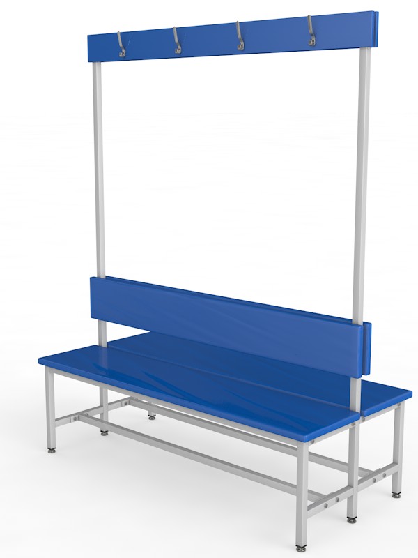 Скамейка для раздевалки с вешалкой, двухсторонняя, мягкая, 250см Glav 10.6000-2500,  - купить со скидкой