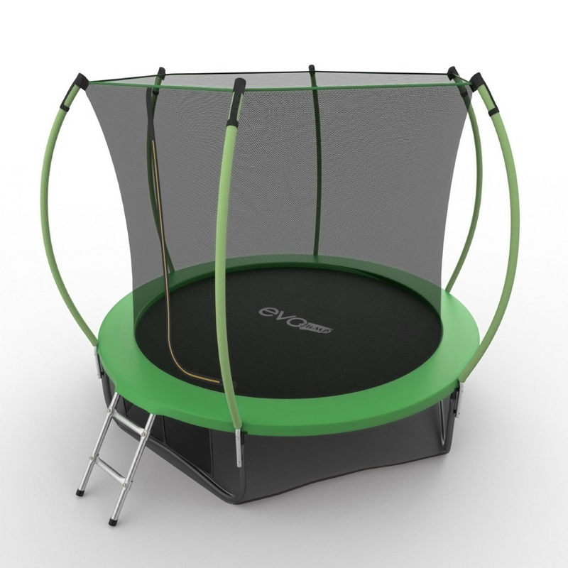 Батут с внутренней сеткой и лестницей EVO Jump Internal 10ftt+ нижняя сеть, зеленый