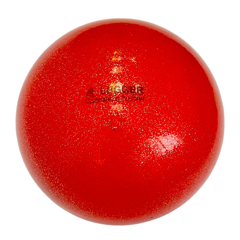 Мяч для художественной гимнастики Lugger однотонный d=15 см (красный с блестками) 800_800