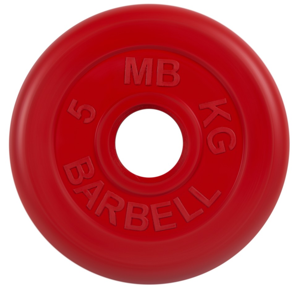 фото Диск обрезиненный d51мм mb barbell mb-pltc51-5 5кг красный