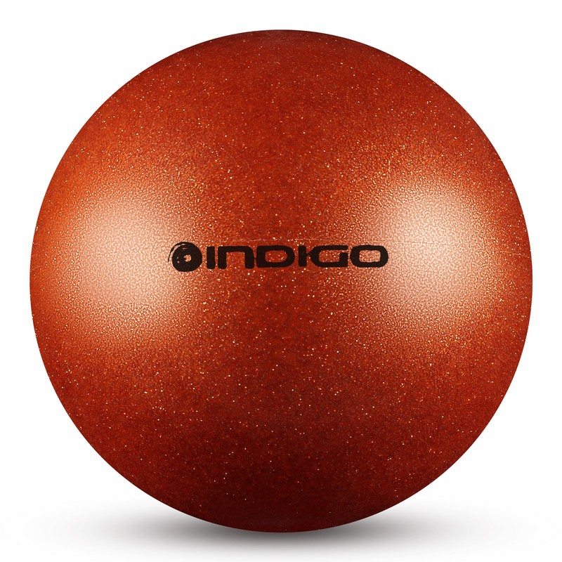фото Мяч для художественной гимнастики indigo металлик 300 г in119 15 см с блеcтками оранжевый