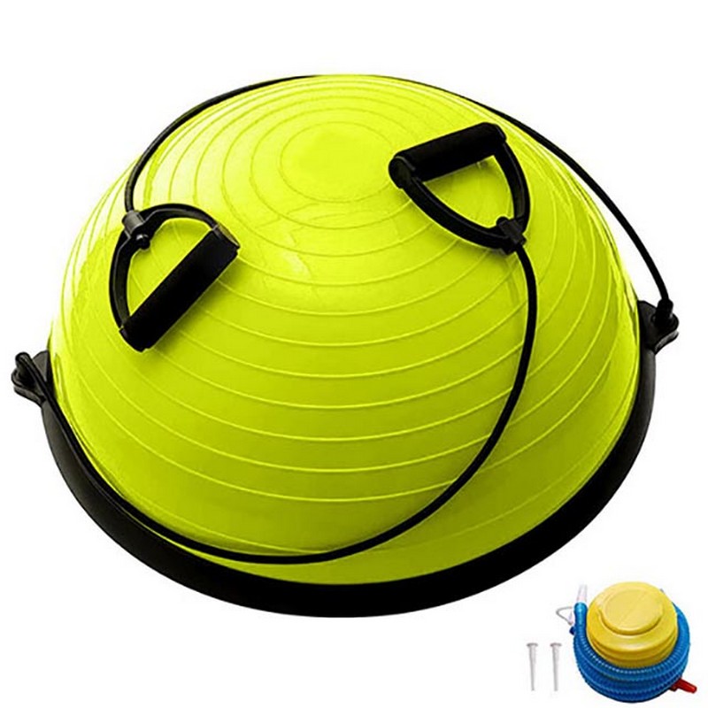 фото Полусфера bosu гимнастическая sportex 58см., (желта) в комплекте с эспандером и насосом bosu055-23