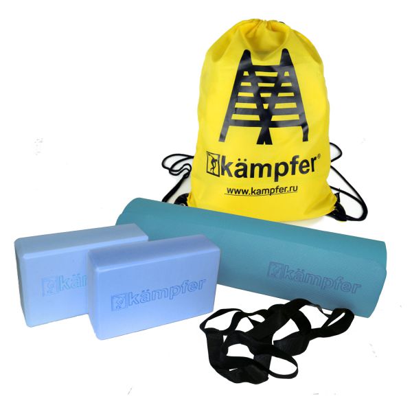 фото Комбо-набор для йоги kampfer combo blue (голубой/желтый) 19193
