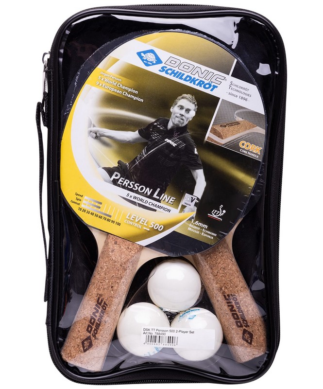 фото Набор для настольного тенниса donic persson 500, 2 ракетки + 3 мяча