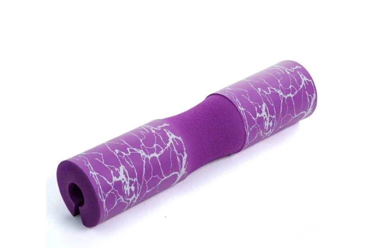 Накладка на штангу анатомическая с ремнями Sportex E45495 фиолетовый с рисунком