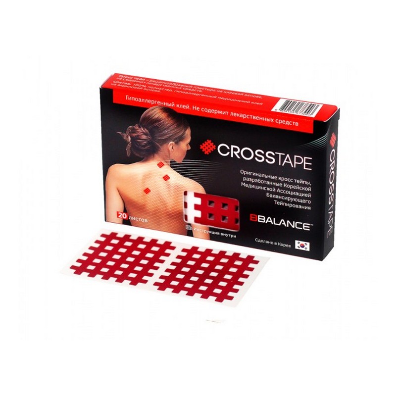 фото Кросс тейп bbalance bb-cross tape 4,9х 5,2 см (тип c) 20 листов, красный