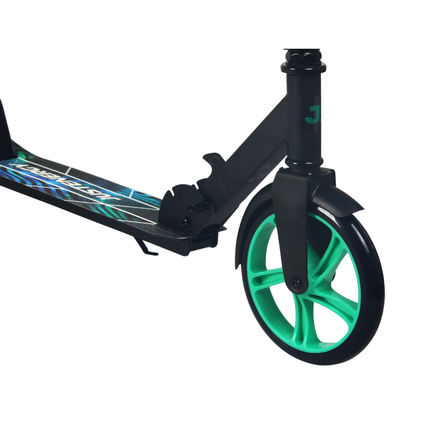 Самокат 200мм Justenergy JE-SA200-50 black (фонарь и наклейка в подарок) 1500_1500