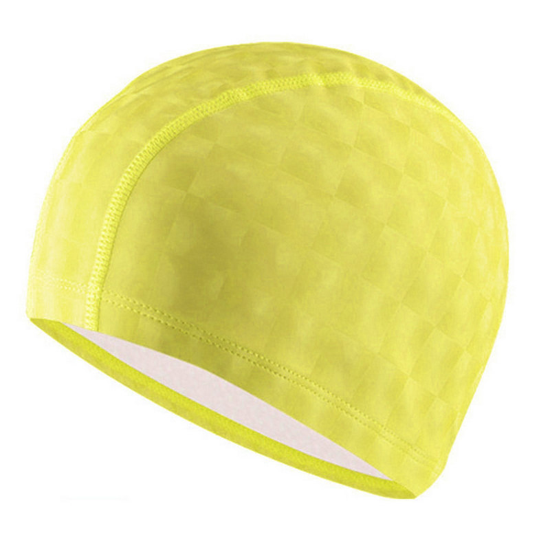 Купить Шапочка для плавания ПУ одноцветная 3D (Желтая) Sportex B31517,