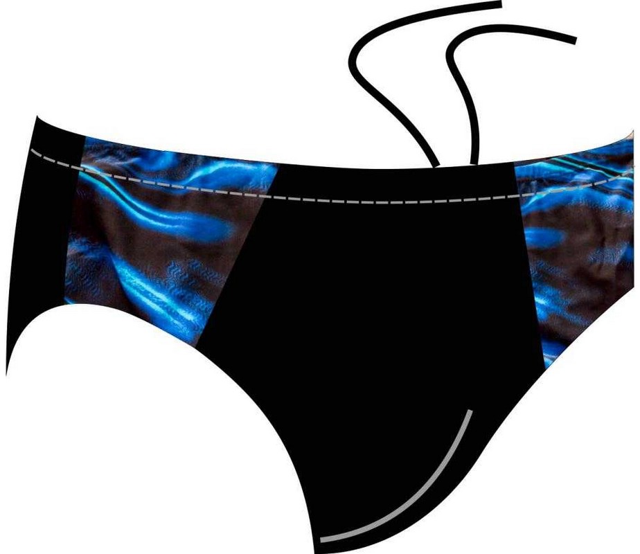 фото Плавки atemi м5 13 мужские для бассейна, принт. вставки, черный/голубой