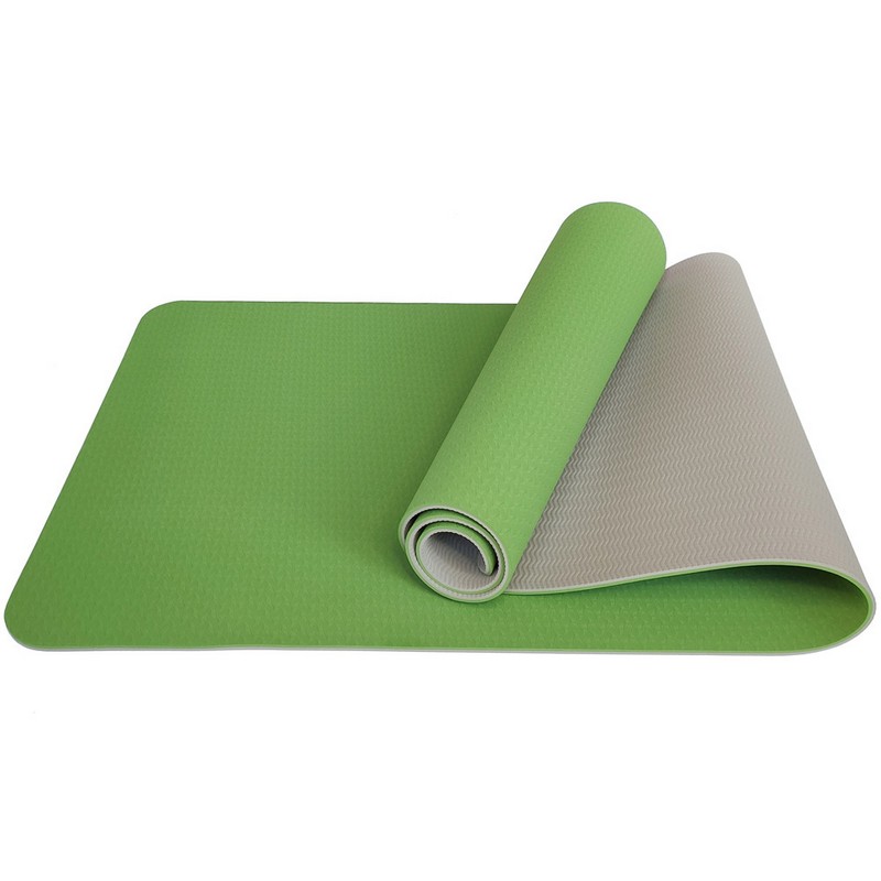 Коврик для йоги 183x61x0,6 см Sportex ТПЕ E33580 зелено\серый 800_800