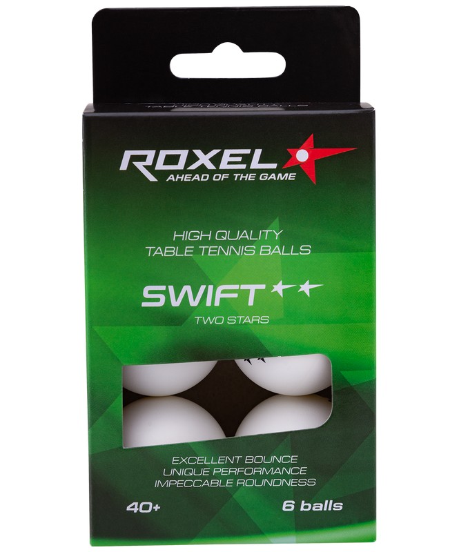 Мячи для настольного тенниса Roxel 2* Swift, 6 шт, белый 665_800
