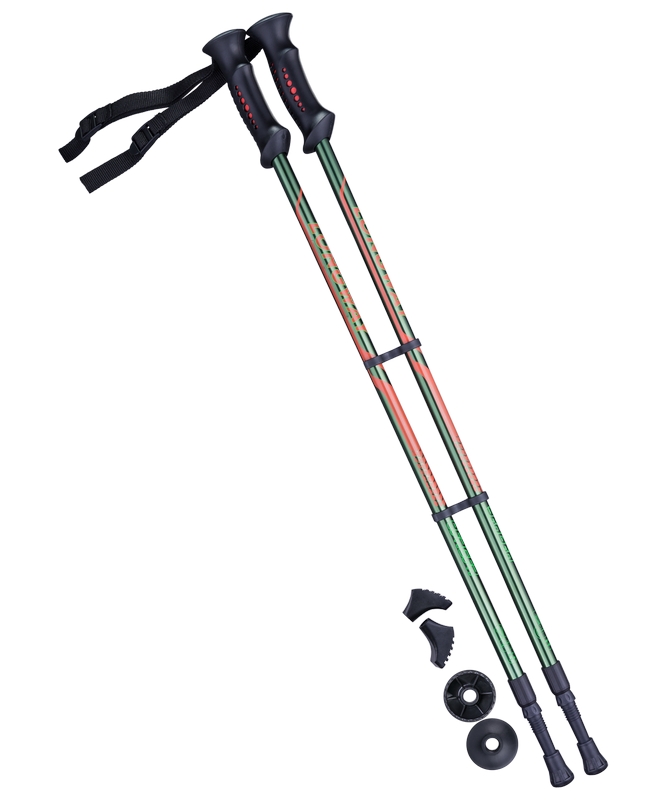 Палки для скандинавской ходьбы Berger Longway, 77-135 см, 2-секционные, тёмно-зеленый/оранж.
