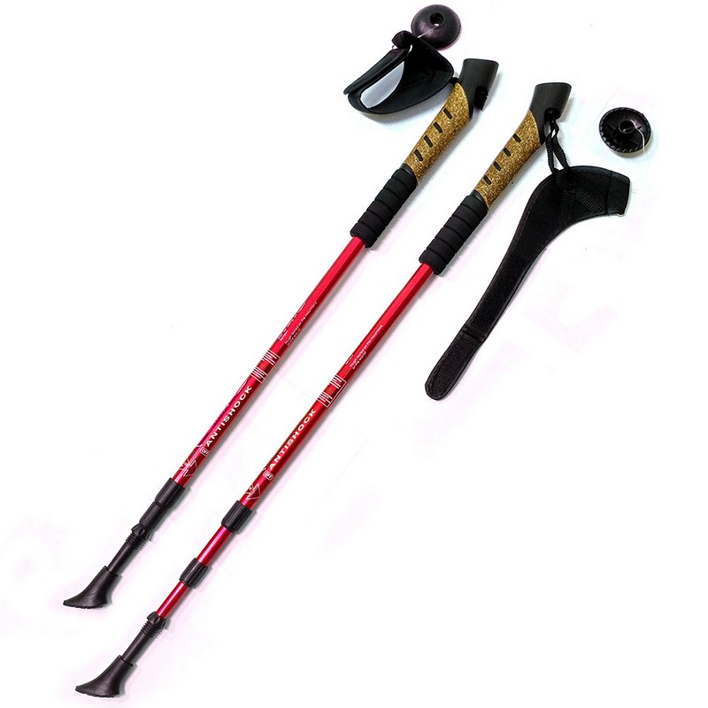 Купить Палки для скандинавской ходьбы телескопическая, 3-х секционная Sportex F18440 красный,