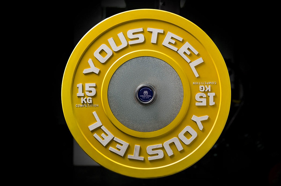фото Диск 15кг каучуковый соревновательный yousteel желтый