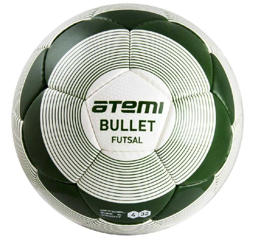 Купить Мяч футбольный Atemi Bullet Futsal р.4 бело-зеленый,