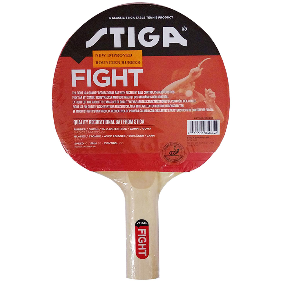 Ракетка для настольного тенниса Stiga Fight Red, 184001, для любителей, накладка 1,5 мм ITTF, прямая ручка 1000_1000