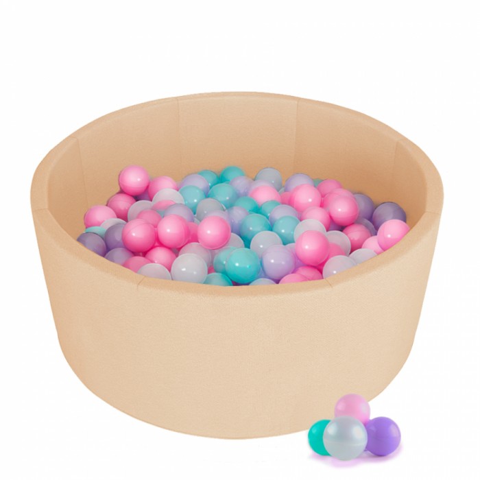 Детский сухой бассейн Kampfer Pretty Bubble (Бежевый + 300 шаров розовый/мятный/жемчужный/сиреневый)
