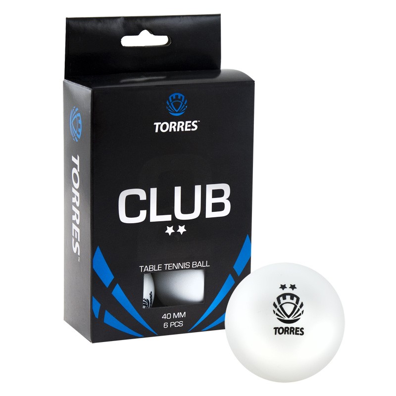 Мячи для настольного тенниса Torres Club 2* 6 шт TT0014 белый,  - купить со скидкой