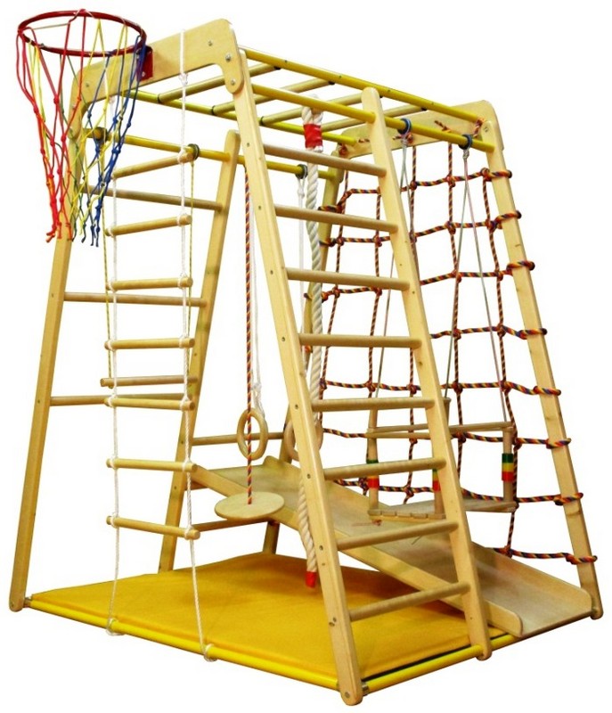 фото Детский спортивный комплекс вертикаль весёлый малыш wood горка фанерная