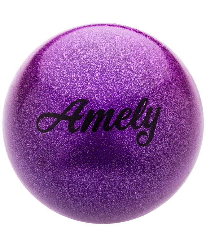 фото Мяч для художественной гимнастики amely agb-103 19 см, фиолетовый, с насыщенными блестками
