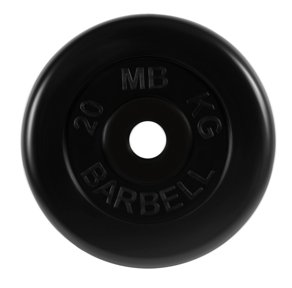 фото Диск обрезиненный d51мм mb barbell mb-pltb51 20кг черный