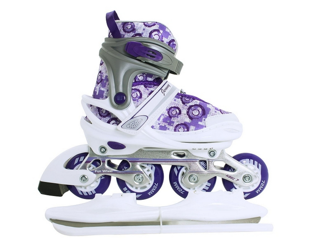

Коньки раздвижные + Ролики JR Jenny Combo бел/фиолет/серебр