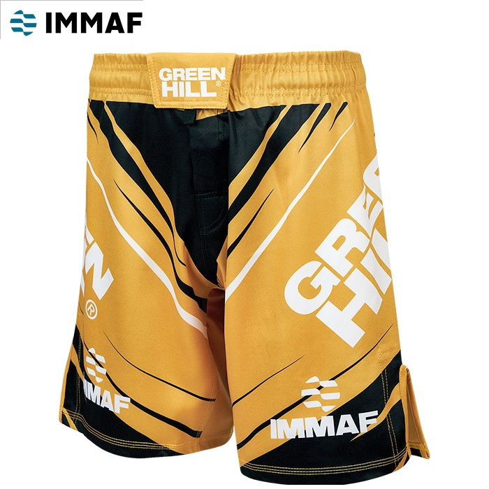 Купить Шорты Green Hill MMA SHORT IMMAF approved MMI-4022, черно-золотой,