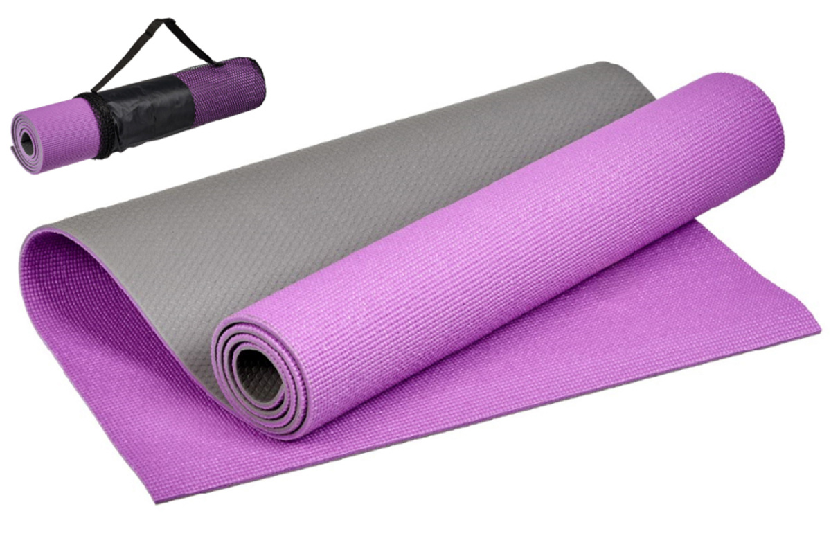 Купить Коврик для йоги и фитнеса 183x61x0,6см Bradex двухслойный, с чехлом SF 0691 фиолетовый,