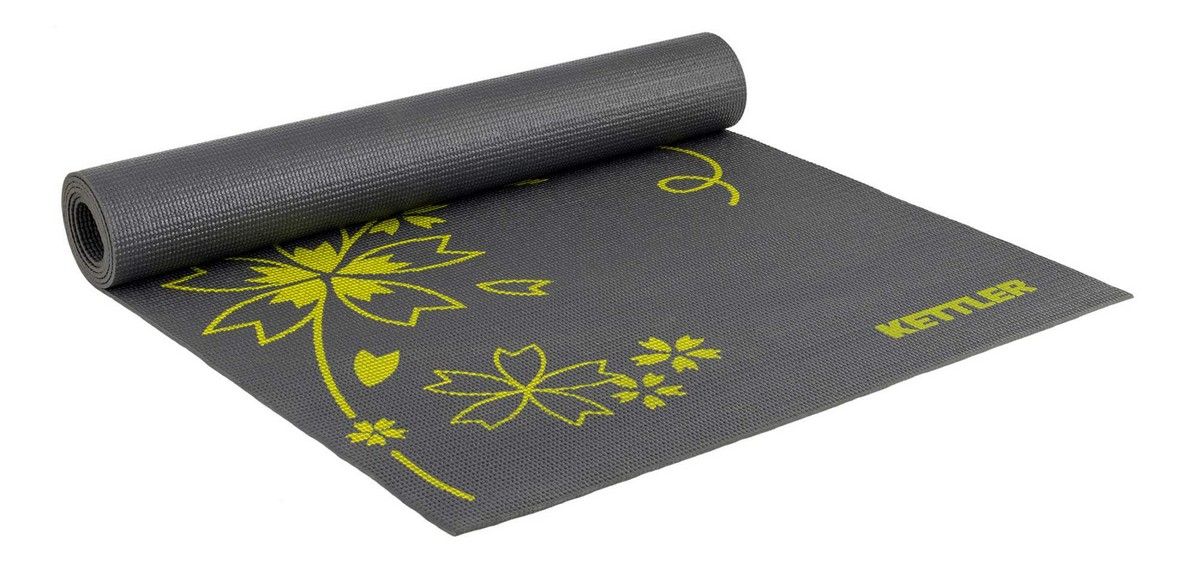 фото Мат для йоги kettler basic yoga mat 172х61x0,5 см 7373-150 темно-серый\желтый