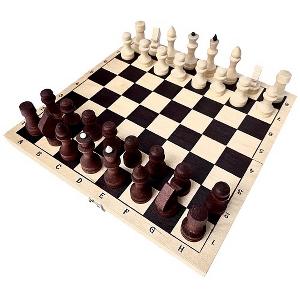 Шахматы обиходные парафинированные с доской 29x14,5x3,8 - фото 1
