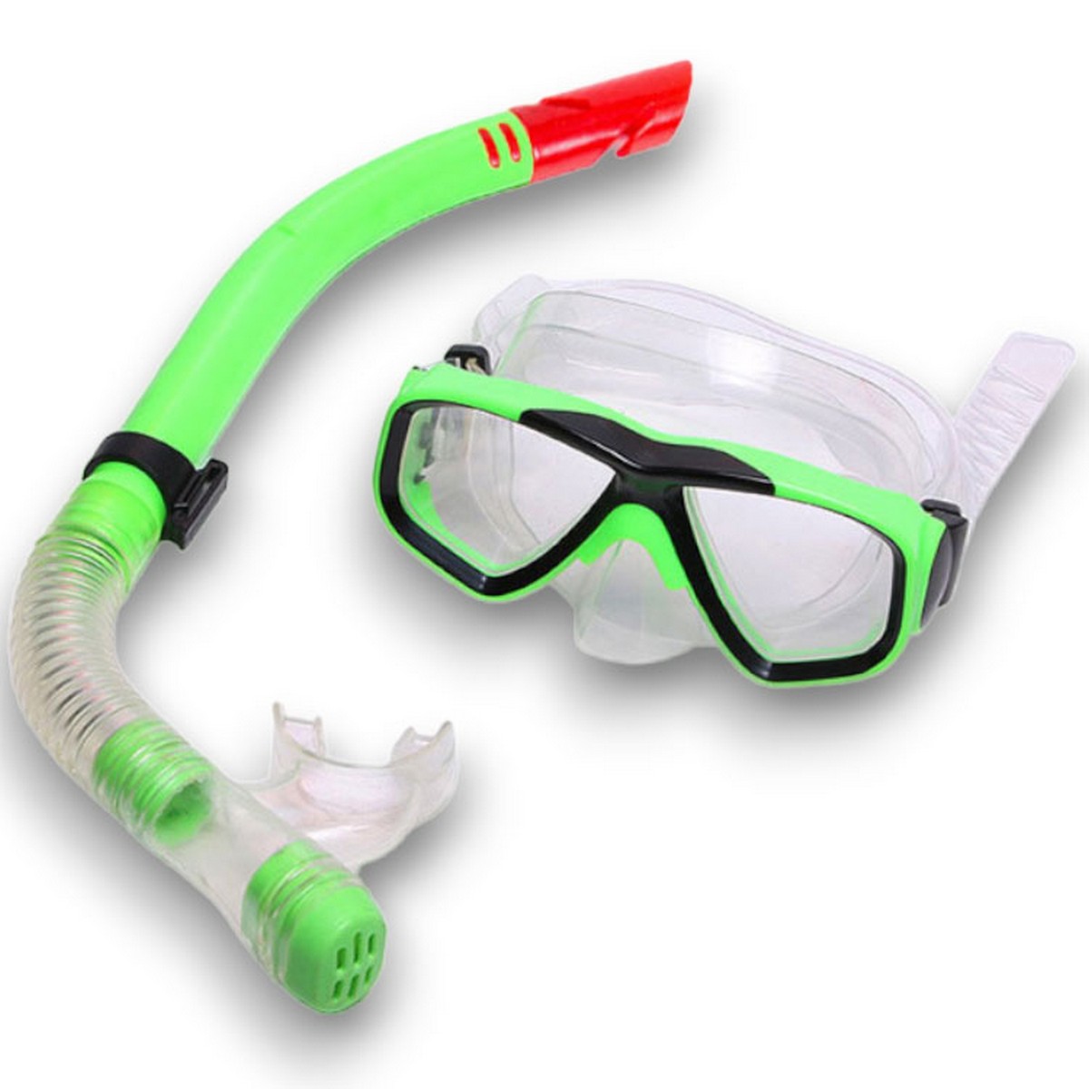 фото Набор для плавания детский sportex маска+трубка (пвх) e41221 зеленый