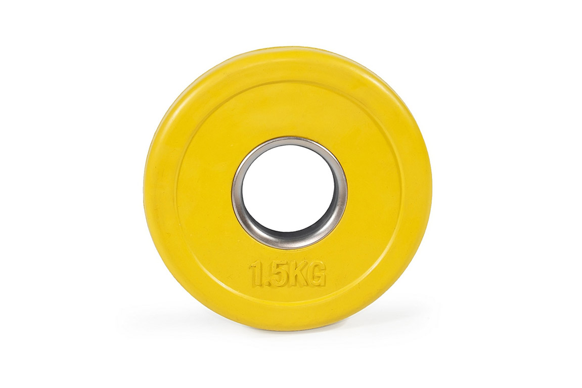 Цветной тренировочный диск Stecter D=50 мм 1,5 кг желтый 2234 - фото 1