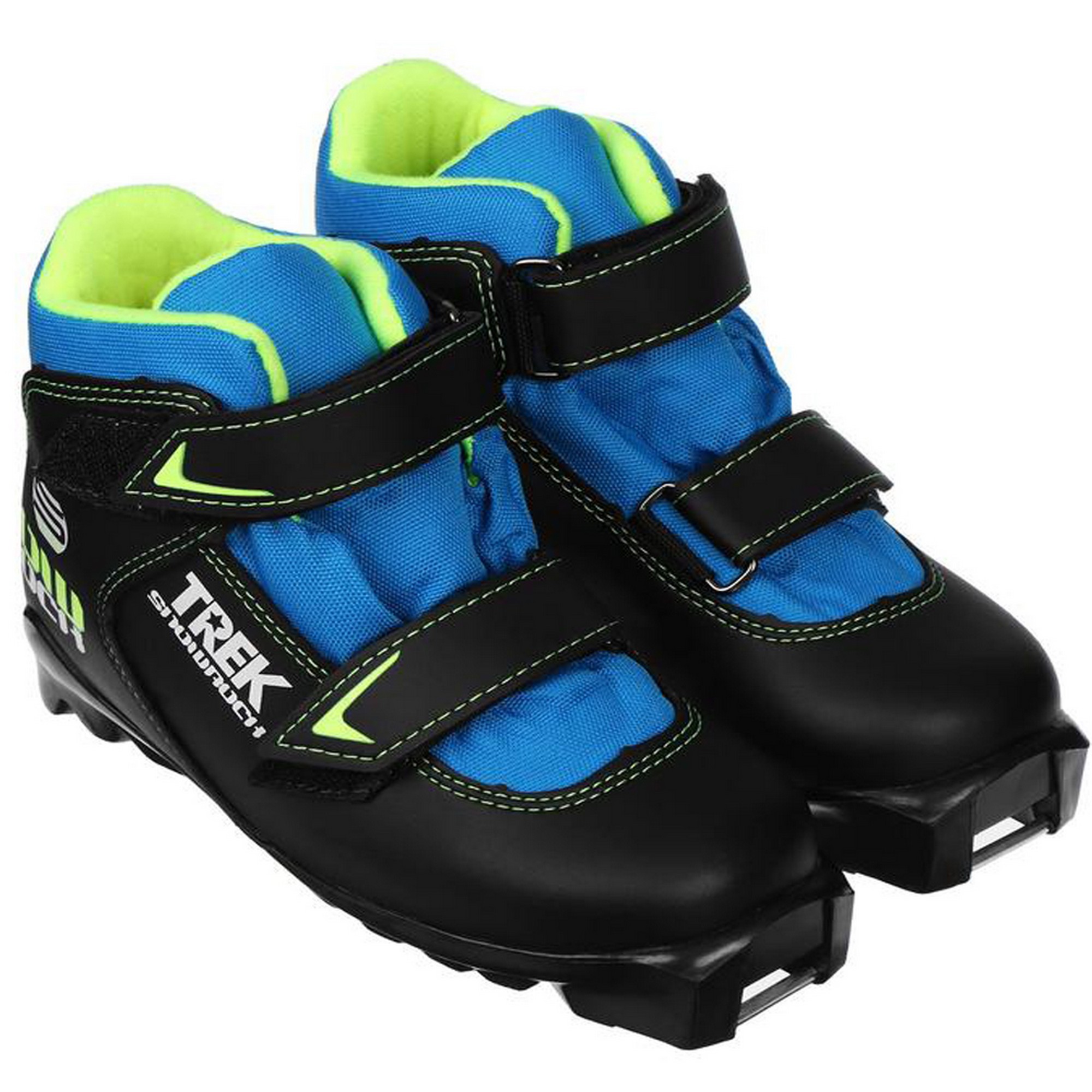 фото Ботинки лыжные детские trek snowrock1 sns черный\ лого лайм неон